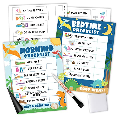 Qilery Space Daily Routine Chart for Kids Morning Bedtime