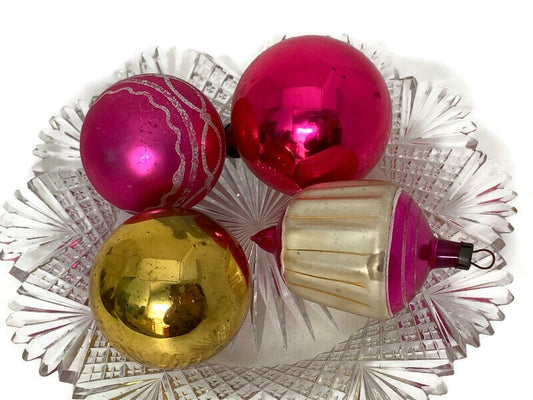 Vintage Pink and Silver Glass Christmas Ornaments – Duckwells