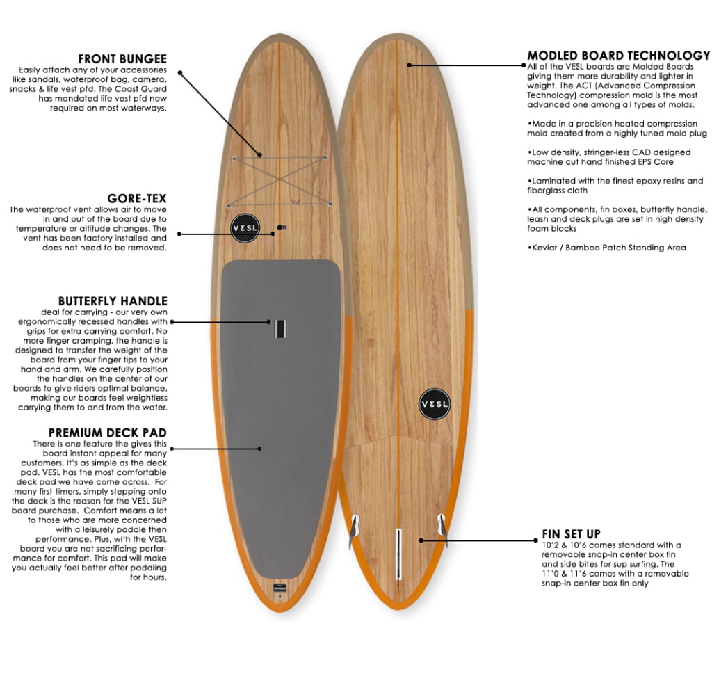 vesl bamboo paddle board specifications