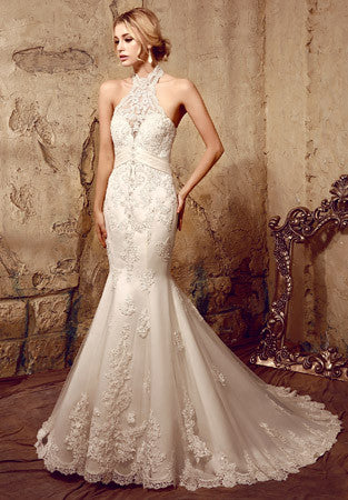 halter corset wedding dress