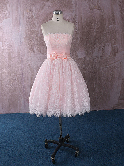 pink strapless dress short