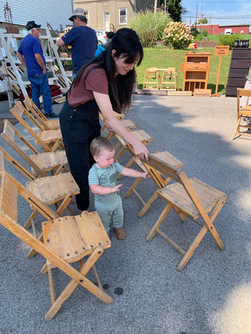 PR Star Katie Anterock and her little man help us out at the Backyard Sale.