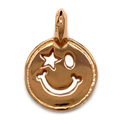 Happy Face with Star Eye Rose Gold Plated Charm