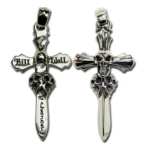 Master Triple Skull with Cross Pendant - Bill Wall Leather Inc.