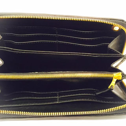 Large Zipper Wallet in Black Elephant Leather - Bill Wall Leather Inc.