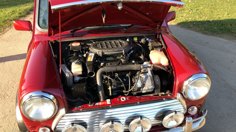 under the bonnet of a classic mini