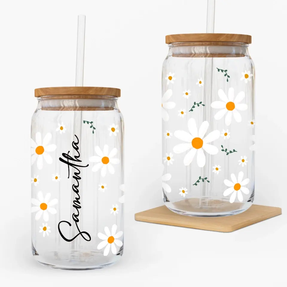 Flower Sipper Glass - Personalized Glass Tumbler