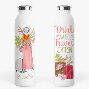 Drink Well Travel Often - Personalized Water Bottle - Prints Avenue