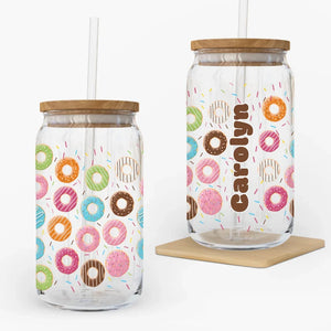 I Love Donuts - Personalized Glass Tumbler - Prints Avenue