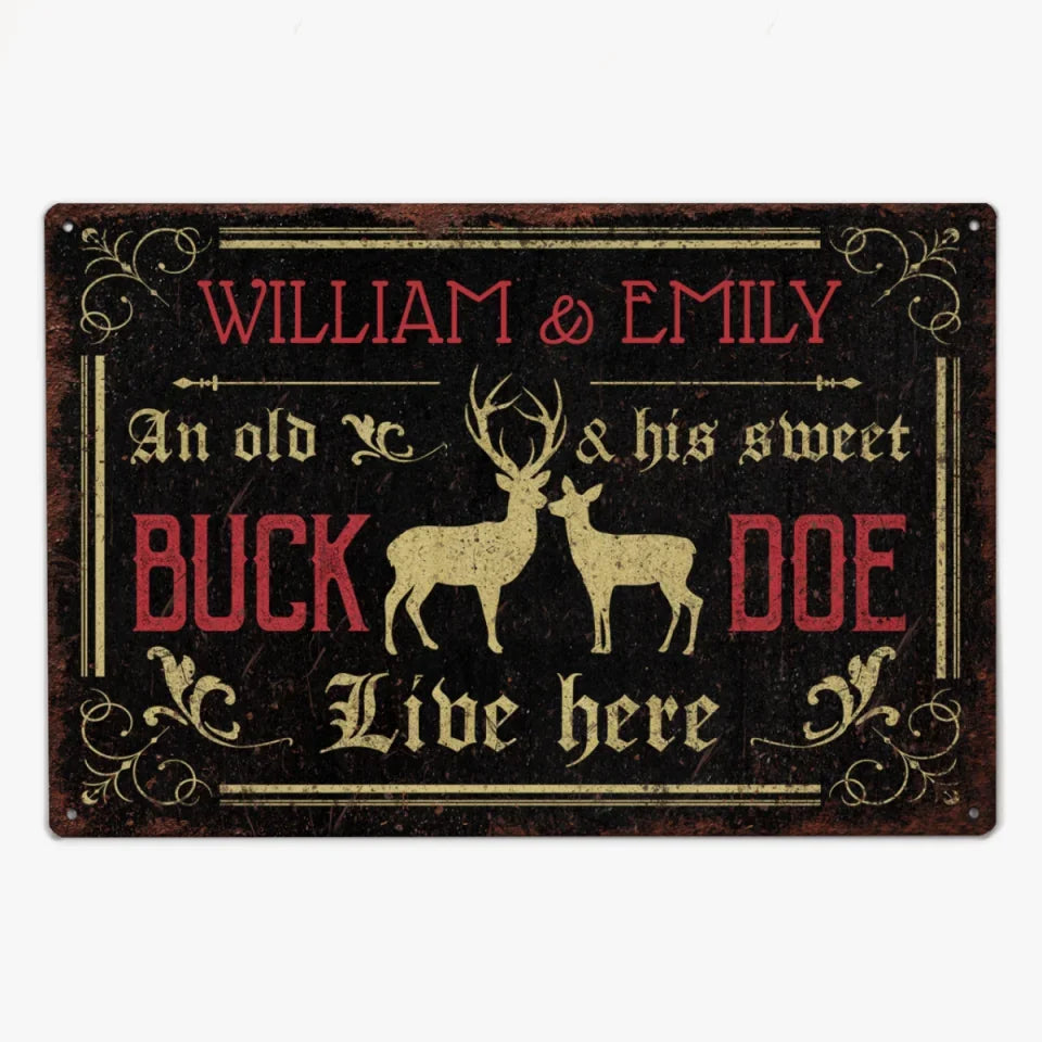 Rustic Buck And Doe - Custom Metal Sign