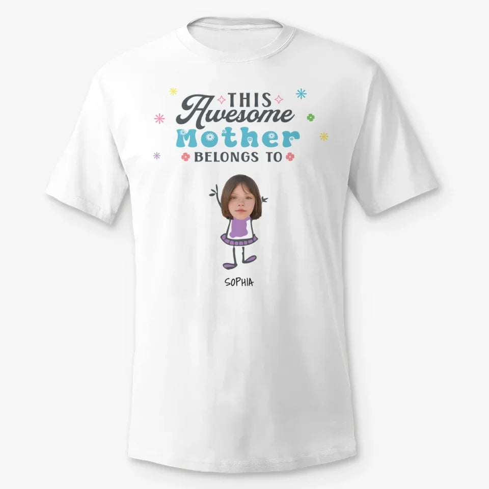 Custom Photo Awesome Mom With Kids - Personalized T-Shirt
