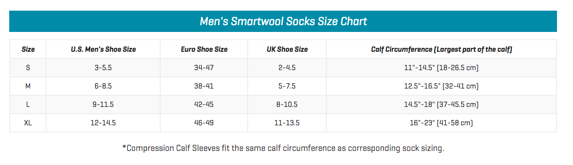 Smartwool Size Chart