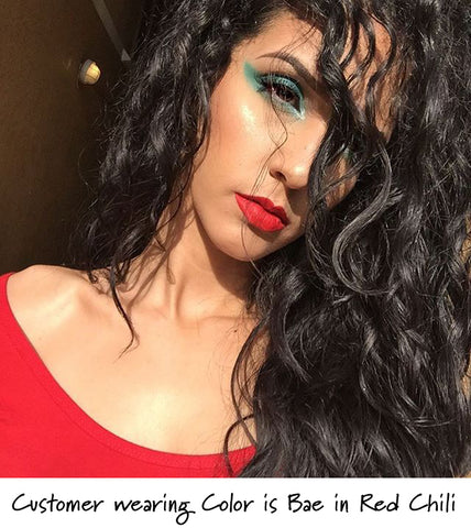 Color is Bae Liquid Lipstick in Red Chili on Customer 