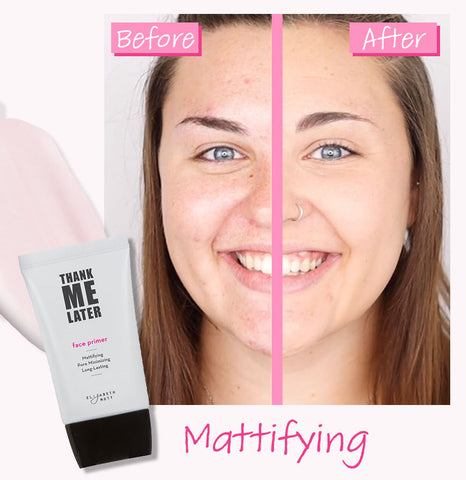 Elizabeth Mott Thank Me Later Mattifying Primer Before And After