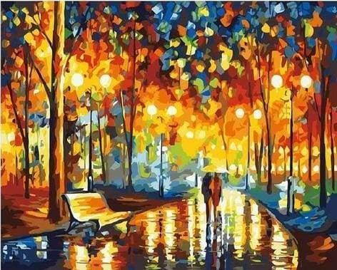 Rain in The Park Paint by Numbers