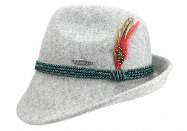 German Alpine Style Gray 100% Wool Hat