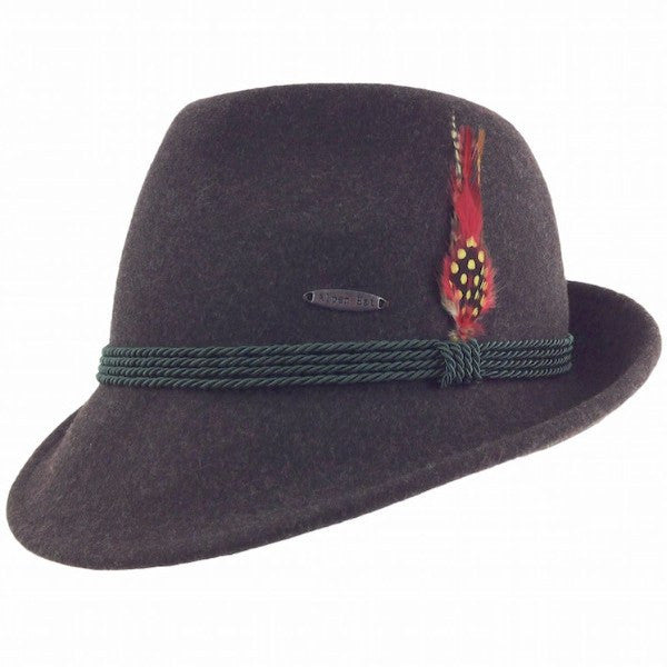 German Alpine Style Brown 100% Wool Hat