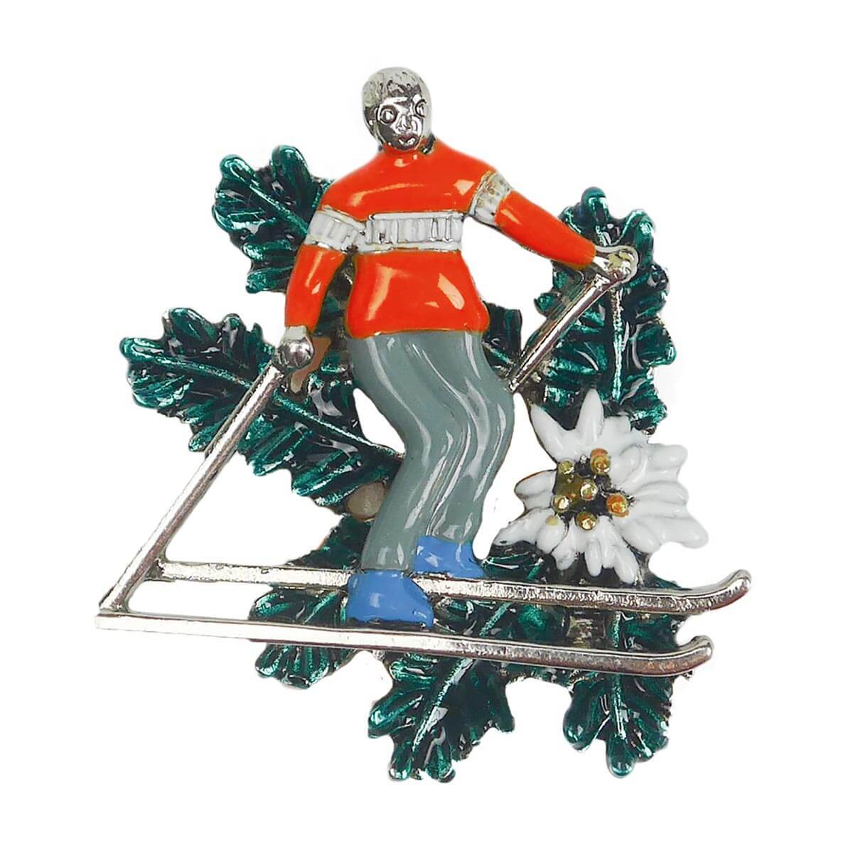 German Themed Alpine Skier Hat Pin