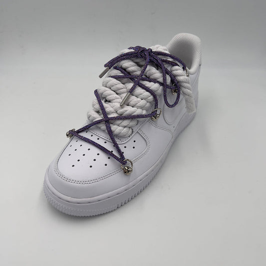 Nike Air Force 1 “Rope Laces White” Triple Swarovski Silver – EV8 SoCal