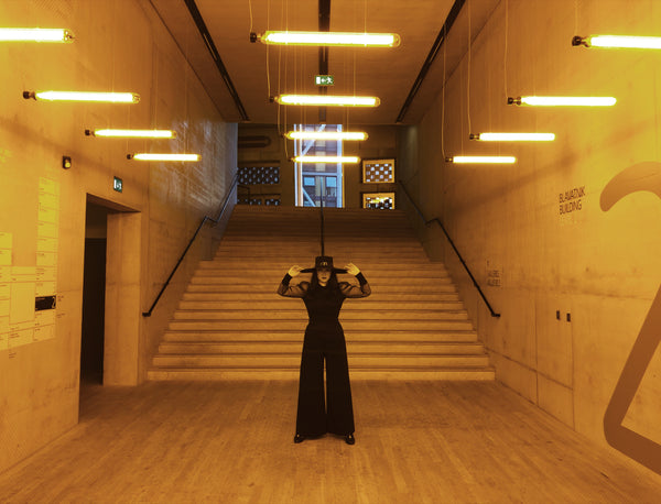 Yuan Li London millinery art and fashion big brim hat at Olafur Eliasson exhibition Tate modern London 