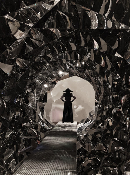 Yuan Li London millinery art and fashion big brim hat at Olafur Eliasson exhibition Tate modern London 