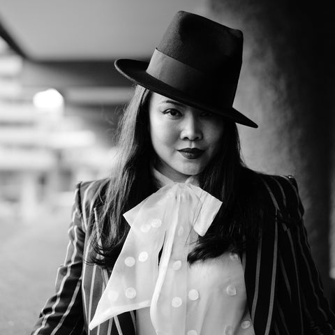 Dress like Marlene Dietrich AW19 Women's Tailoring Trend Modern Female Dandy Dandism Feminism and YUAN LI LONDON Millinery fedora Hat 