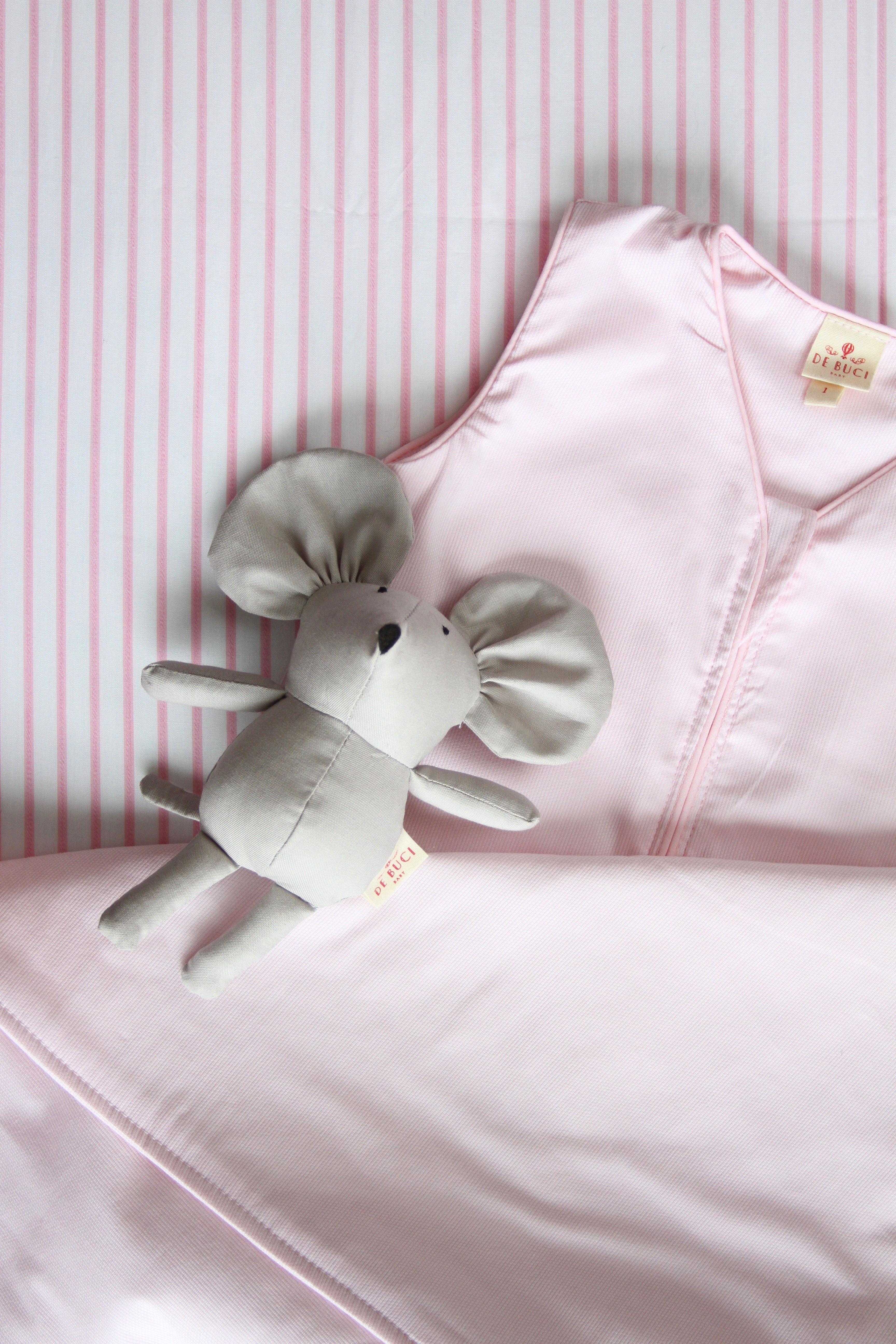 Crib Sheet in Pink and White Stripe Cotton