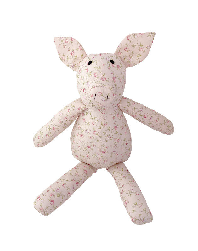 Pig in Small Pink Floral Cotton