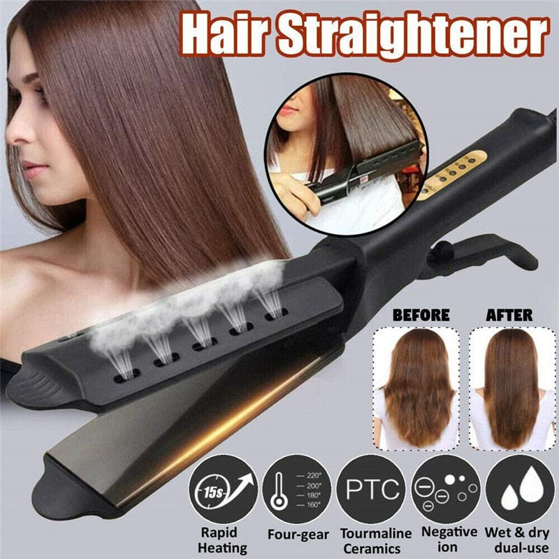 Hair Straightener Temperature Adjustment Ceramic Tourmaline Ionic Flat