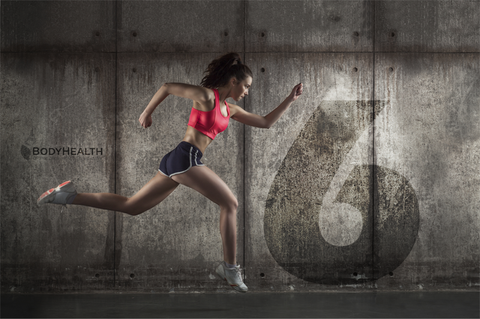 Woman Sprinting Industrial Background