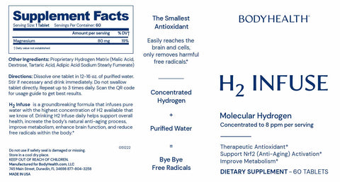 H2 Infuse - Molecular Hydrogen Tablet Labels