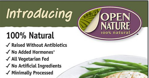 Open Nature Packaging showing 100% natural but is anything but natural - example of deceitful marketing