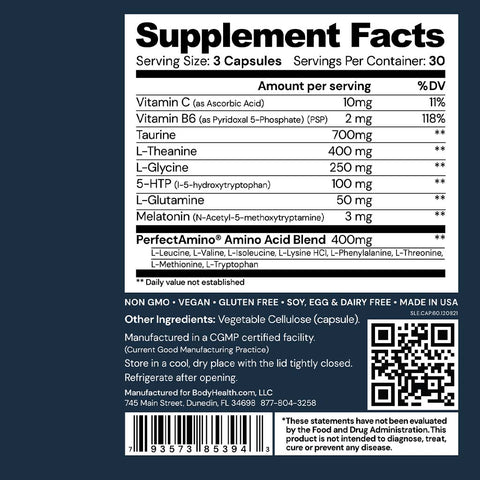 BodyHealth Sleep Supplement Facts Panel