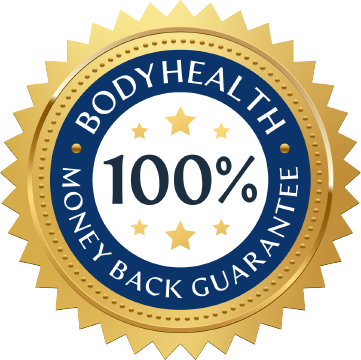 BodyHealth 100% Money Back Guarantee Blue and Gold Badge