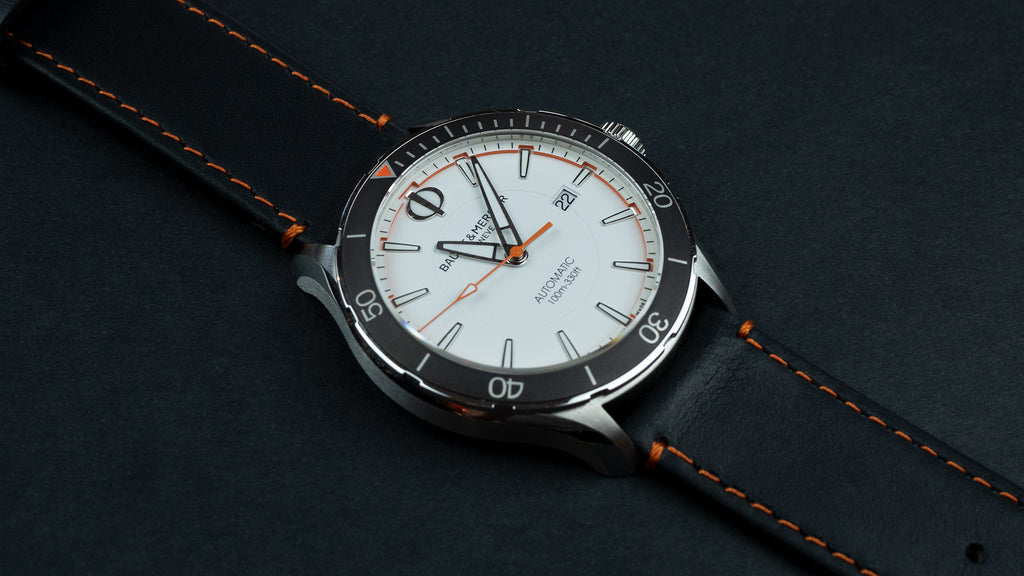 Black Leather / Orange Stitching Barton Watch Bands