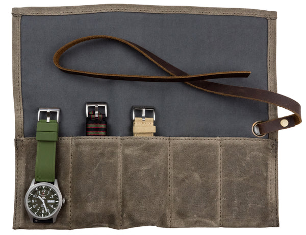 Waxed Canvas Watch Roll