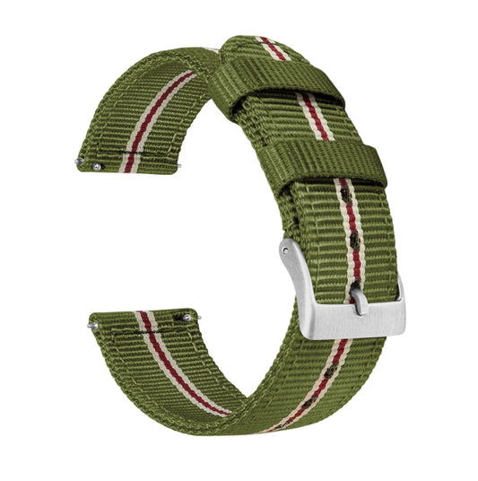 Canvas Leather Watch Strap / Duel Colour Deep Green Brown / 