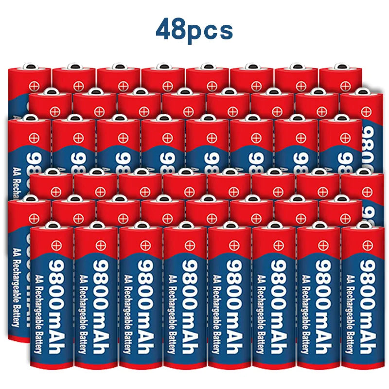 AA battery 100% Original 2023New High Quality 1.5V 9800mAh Rechargeable AA Battery for Led Light Toy Camera Microphone Battery