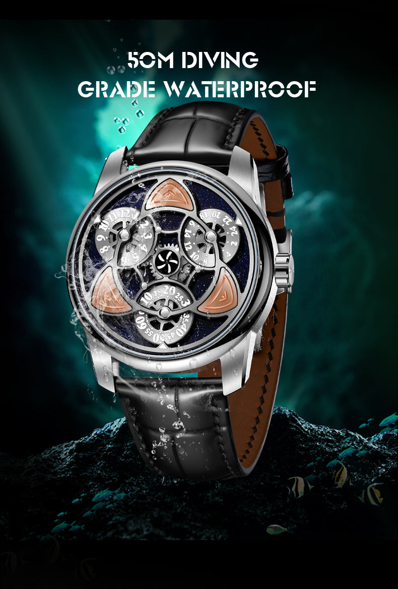 Oblvlo SK-AN YBB Luxury Unique Automatic Skeleton Watches