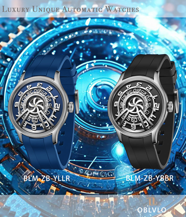 Luxury OBLVLO BLM ZB Series Mens Unique Skeleton Automatic Watch