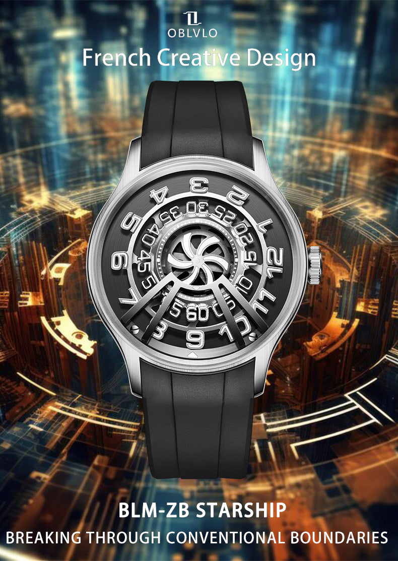Mens Unique Skeleton Automatic Watch - Luxury OBLVLO BLM