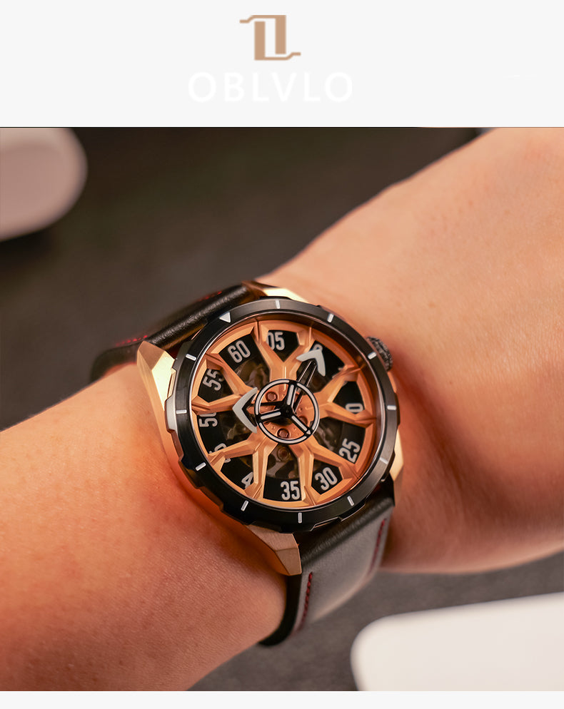 Affordable Luxury Unique Rose Gold Automatic Watches For Mens  - Oblvlo Design CAM-HUB TGB