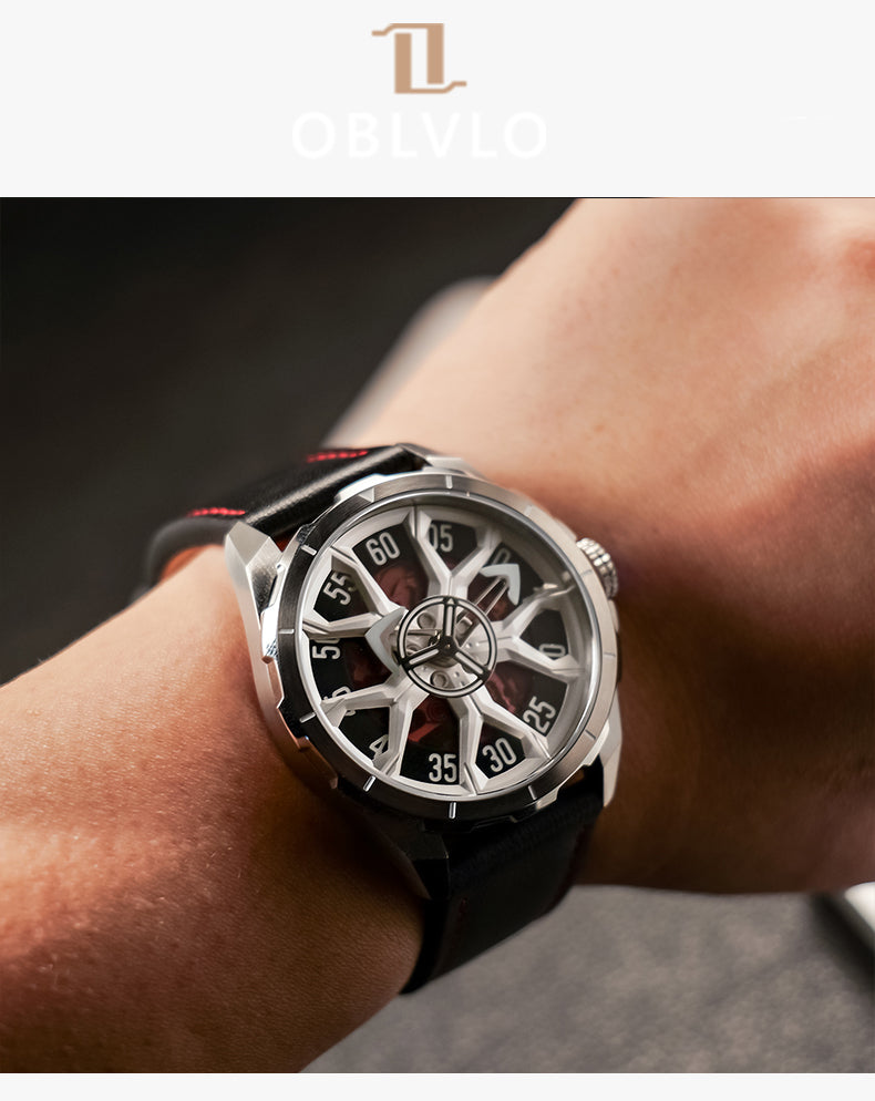 Luxury Unique Skeleton Automatic Mechanical Watch For Men - Oblvlo Design CAM-HUB YBB