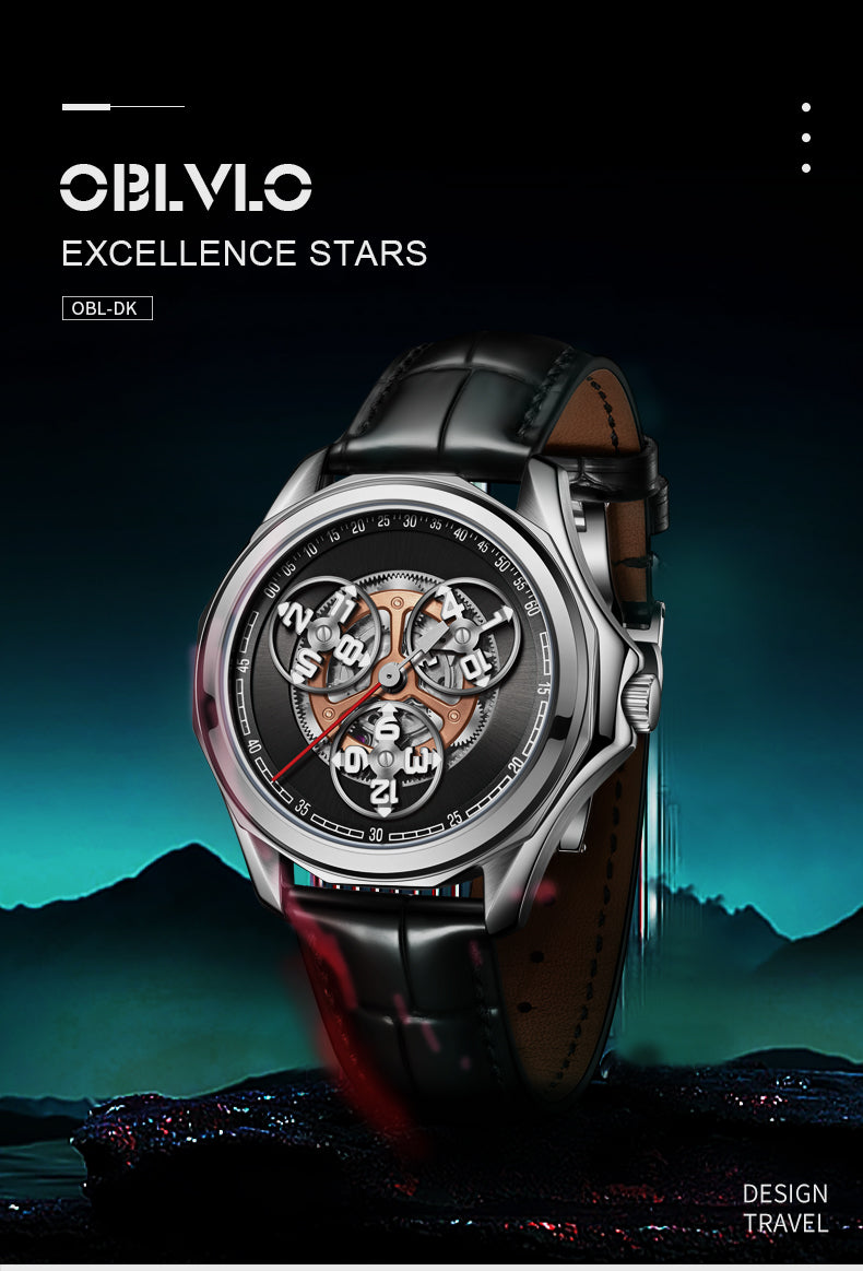 Luxury Oblvlo DK-DL-YBB Skeleton Automatic Watches