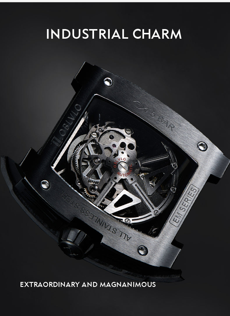 Best Luxury Oblvlo EM-S Automatic Movement Skeleton Watches