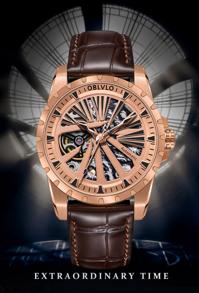est Rose Gold Automatic Military Watches For Men