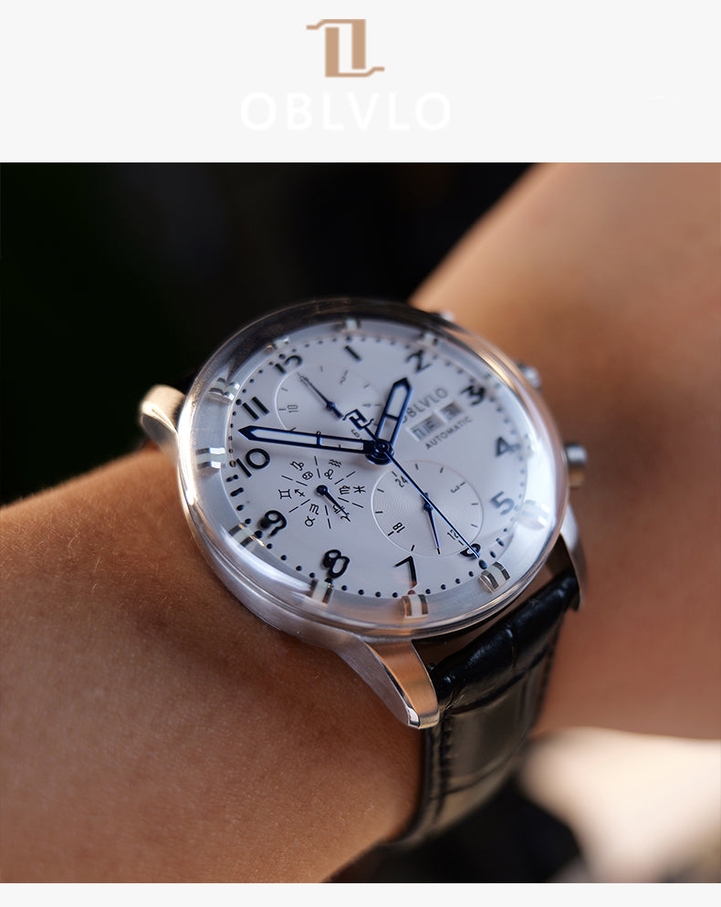 Luxury Pilot Chronograph Watch For Men - Oblvlo Design IM-MU YWB