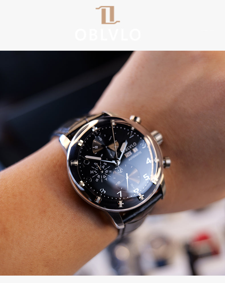 Luxury Chronograph Automatic Men's Watch - Oblvlo Design IM-MU YBB
