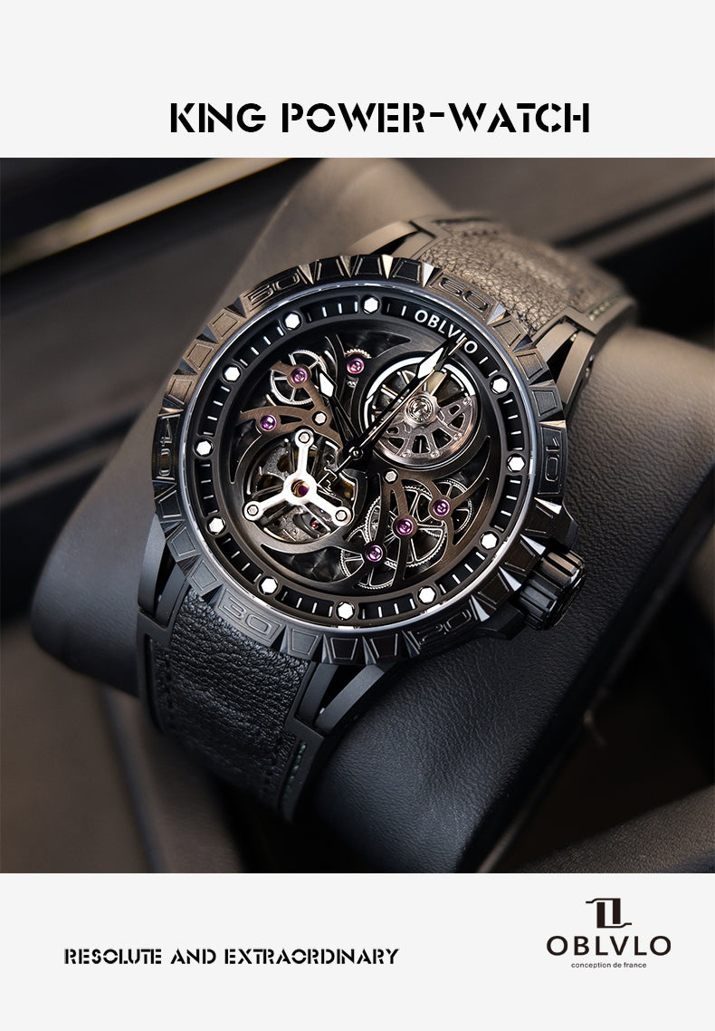 Affordable Cool Luxury Automatic Black PVD Watches for Men - Oblvlo LMS BBB