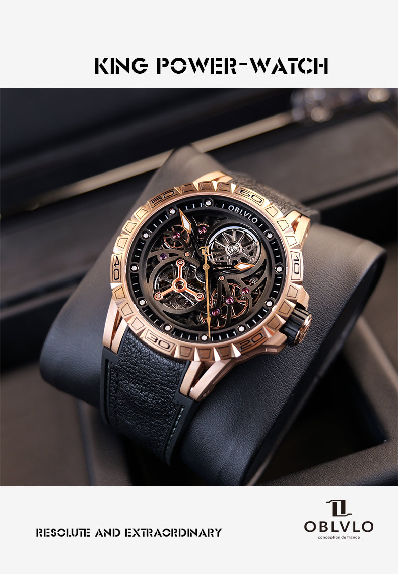 Affordable Luxury Rose Gold Skeleton Automatic Watches from Oblvlo LMS PBB